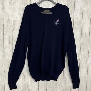Vintage Wolsey Blue Long Sleeve Knit Scottish Wool Muirfield Golf Warm Sweater